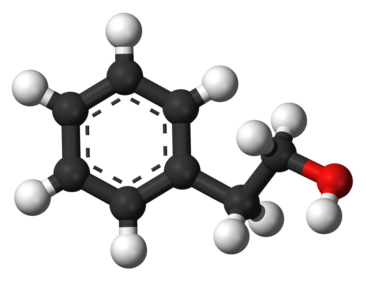 Phenethyl-alcohol-3D-balls